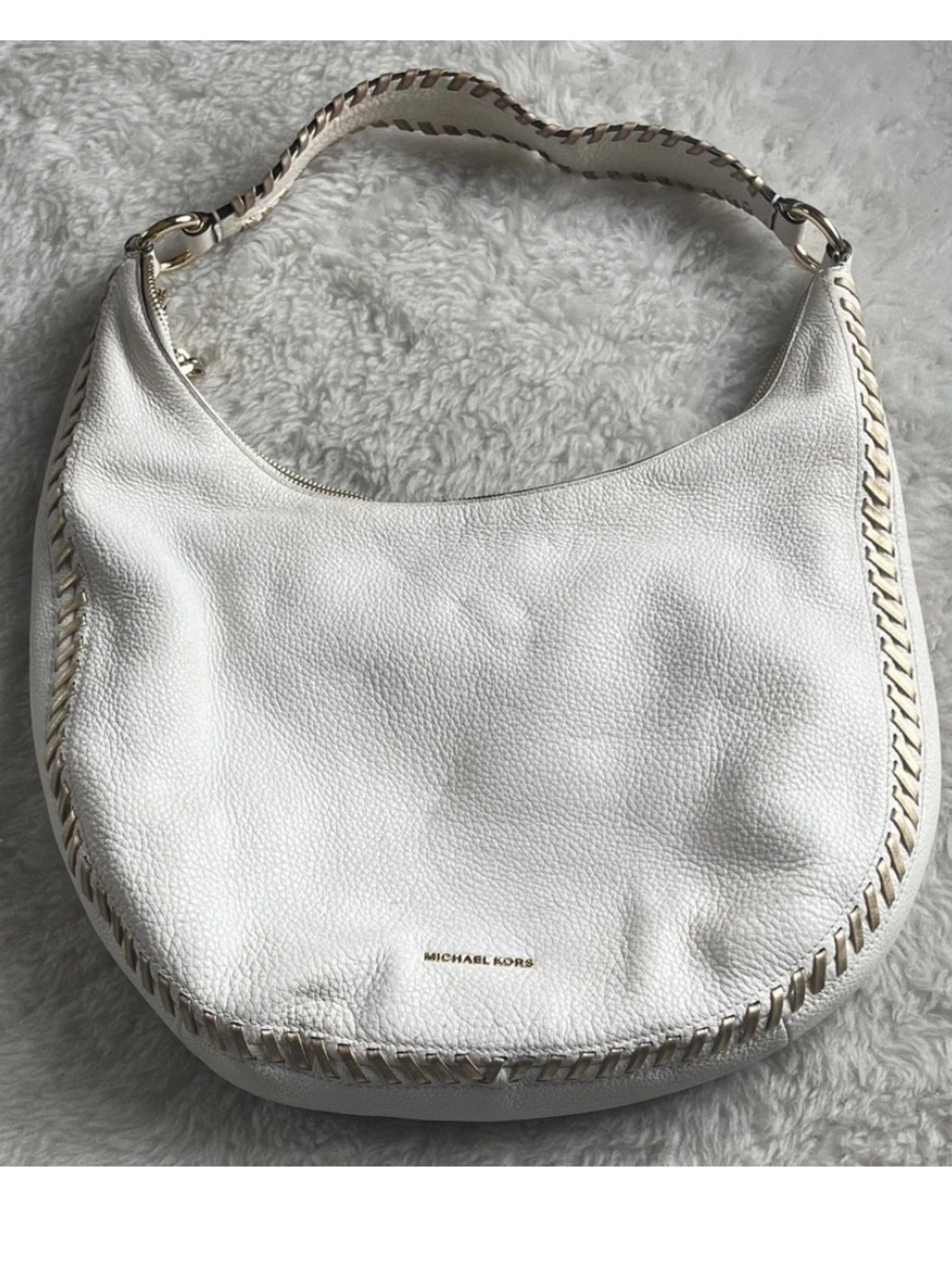 Michael Kors Cream Hobo Bag with Gold Accents - Picture 1 of 14